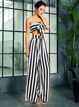 Josie Black & White Stripe Changeable Top & Wide Leg Trousers Co-Ord - Fashion Genie Boutique