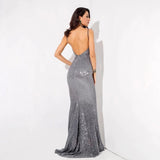 Goal Digger Grey Sequin Maxi Gown Dress - Fashion Genie Boutique