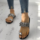 Crystalle Silver Diamante Slider Sandals - Fashion Genie Boutique