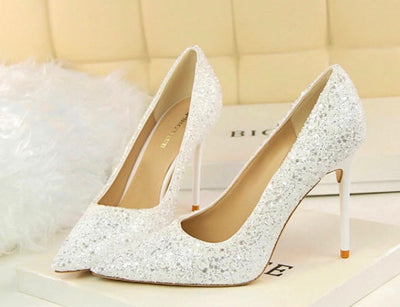 Till the Glitter Ends White High Heels - Fashion Genie Boutique