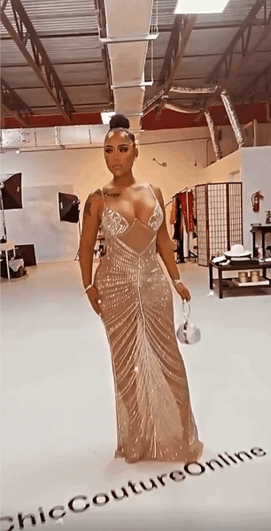 Love Affair Nude Mesh Rhinestone Embellished Maxi Dress - Fashion Genie Boutique