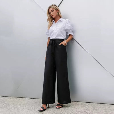 Fashion Crown Black Wide Leg Trousers - Fashion Genie Boutique