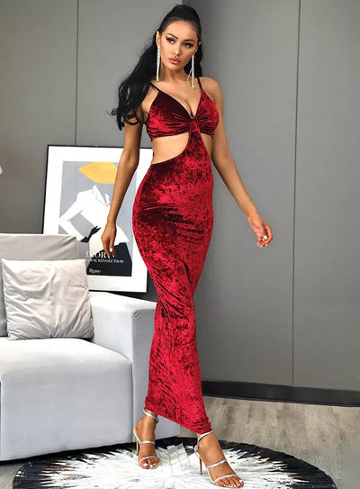 Afterparty Red Cut Out Maxi Dress - Fashion Genie Boutique