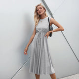 Eileen Grey Sleeveless Pleated Midi Dress - Fashion Genie Boutique