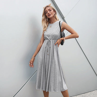 Eileen Grey Sleeveless Pleated Midi Dress - Fashion Genie Boutique