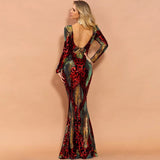 Weekend Glitz Red Long Sleeve Sequin Fishtail Dress - Fashion Genie Boutique