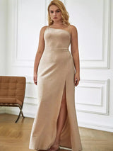 Dirty Dancing Nude One Shoulder High Split Maxi Dress - Plus - Fashion Genie Boutique
