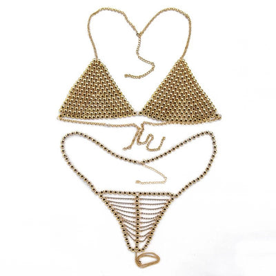 Reservations Only Gold Metal Bikini Swimsuit Jewelry - Fashion Genie Boutique