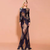 Weekend Glitz Navy Long Sleeve Sequin Fishtail Dress - Fashion Genie Boutique