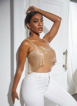Count On You Rhinestone Chain Mail Crop Top - Fashion Genie Boutique
