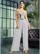 Gracie White Polka Dot Changeable Top & Wide Leg Trousers Co-Ord - Fashion Genie Boutique