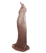 Spotlight Statement Champagne Sequin Fishtail Maxi Dress - Fashion Genie Boutique