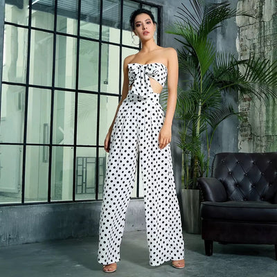 Gracie White Polka Dot Changeable Top & Wide Leg Trousers Co-Ord - Fashion Genie Boutique