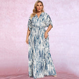 Give Me Thrills Blue Print Beach Maxi Dress - Plus - Fashion Genie Boutique