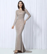 So Beautiful Glitter Long Sleeve Maxi Dress - Fashion Genie Boutique