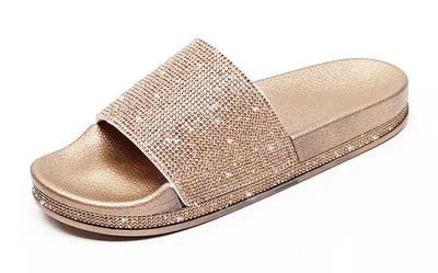 Cosmic Girl Rhinestone Embellished Sliders - Fashion Genie Boutique