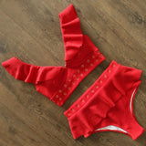 Maggie Red Ruffle Bikini Swimsuit - Fashion Genie Boutique