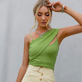 Shara Green Ribbed Asymmetrical Top - Fashion Genie Boutique