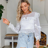 Forever White Long Sleeve Ruffle Top - Fashion Genie Boutique
