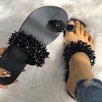 Crystalle Silver Diamante Slider Sandals - Fashion Genie Boutique