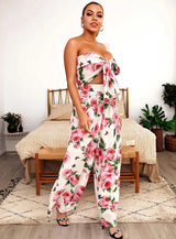 Getaway White Floral Print Changeable Top & Wide Leg Trousers Co-Ord - Fashion Genie Boutique
