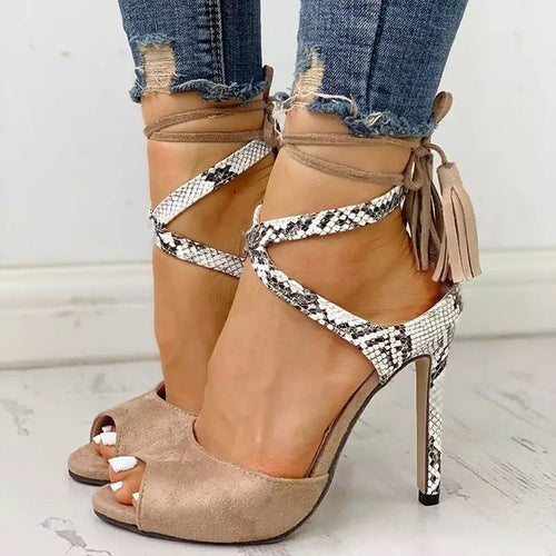Rock Out Nude Snake Print Stiletto Shoes - Fashion Genie Boutique