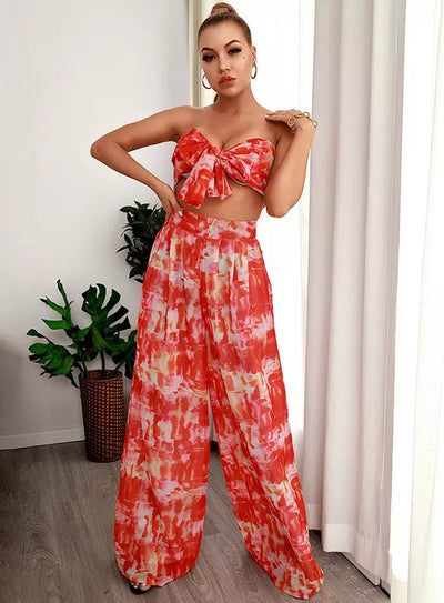 Hadley Red Changeable Top & Wide Leg Trousers Co-Ord - Fashion Genie Boutique