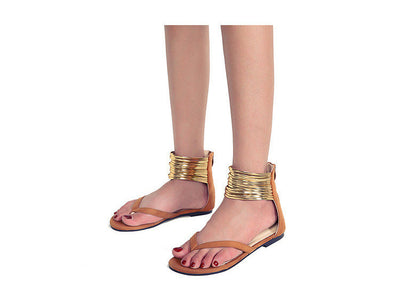 On Trend Black Gold Band Flat Sandals - Fashion Genie Boutique