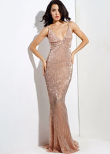 Goal Digger Champagne Sequin Maxi Gown Dress - Fashion Genie Boutique