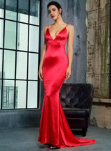 Elegantly Blissful Red Slinky Maxi Dress - Fashion Genie Boutique