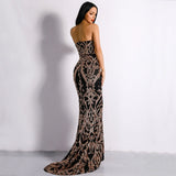 Canterbury Black & Gold Sequin Strapless Maxi Dress - Fashion Genie Boutique