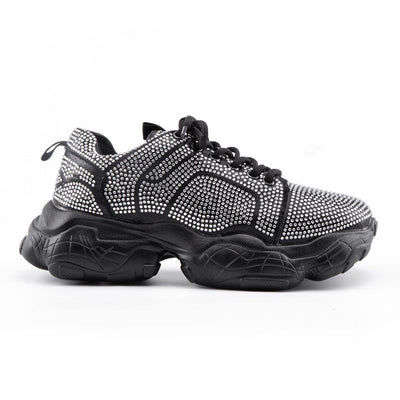 Sparkle Days Black Crystal Embellished Trainers - Fashion Genie Boutique