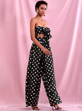 Gracie Black Polka Dot Changeable Top & Wide Leg Trousers Co-Ord - Fashion Genie Boutique