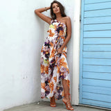 Fiesta Multi Floral Print One Shoulder Maxi Dress - Fashion Genie Boutique
