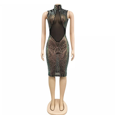Kandice Multi Mesh Iridescent Sequin Mesh Mini Dress - Fashion Genie Boutique