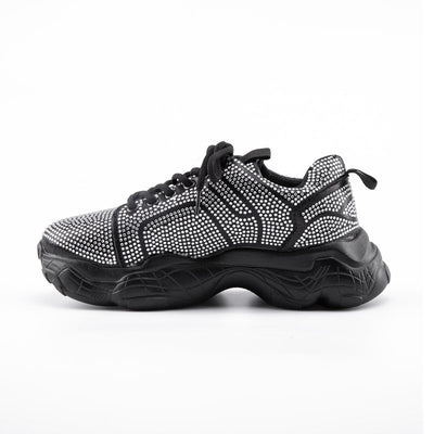 Sparkle Days Black Crystal Embellished Trainers - Fashion Genie Boutique