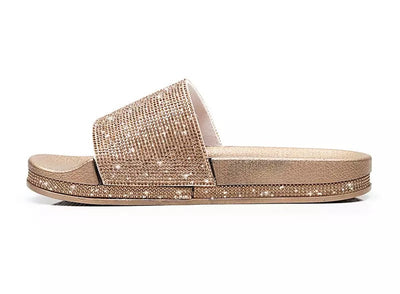 Cosmic Girl Rhinestone Embellished Sliders - Fashion Genie Boutique