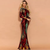 Weekend Glitz Red Long Sleeve Sequin Fishtail Dress - Fashion Genie Boutique