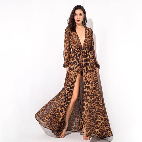 Wow Effect Brown Leopard Dipped Hem Playsuit - Fashion Genie Boutique