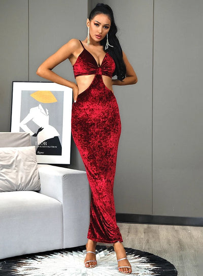 Afterparty Red Cut Out Maxi Dress - Fashion Genie Boutique