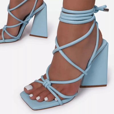 Certified Lover Blue Block Strappy Sandals - Fashion Genie Boutique