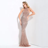 Spotlight Statement Champagne Sequin Fishtail Maxi Dress - Fashion Genie Boutique
