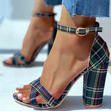 Love Affair Green Tartan Block Heel Shoes - Fashion Genie Boutique