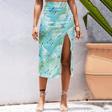 Little Doll Green Split Midi Skirt - Fashion Genie Boutique