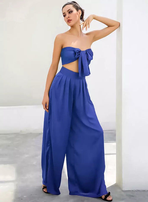 Dream Life Blue Changeable Top & Wide Leg Trousers Co-Ord - Fashion Genie Boutique