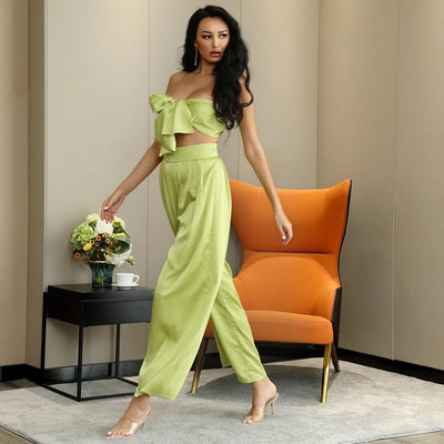 Dream Life Green Changeable Top & Wide Leg Trousers Co-Ord - Fashion Genie Boutique