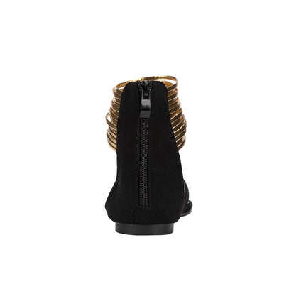 On Trend Black Gold Band Flat Sandals - Fashion Genie Boutique