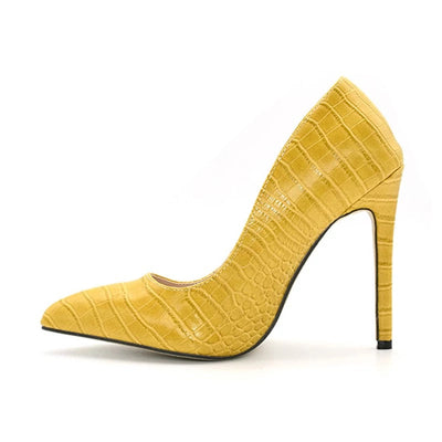 High Class Yellow Pointed Stiletto Pump Shoes - Fashion Genie Boutique