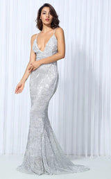Goal Digger Silver Sequin Maxi Gown Dress - Fashion Genie Boutique