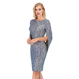 Evening Affair Blue Sequin Cape Mini Dress - Fashion Genie Boutique